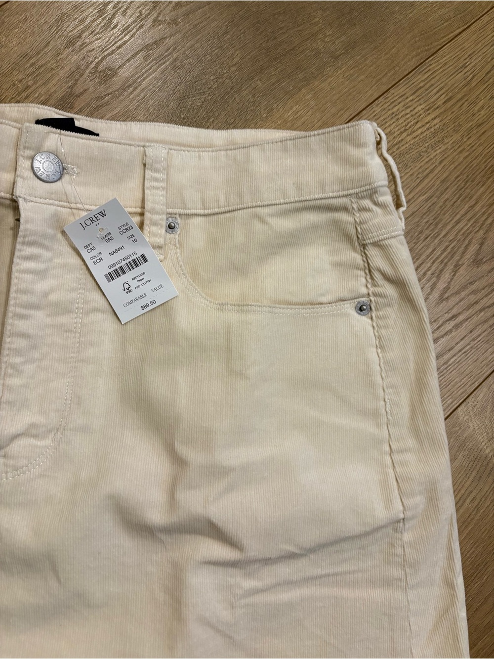 J.CREW Beige Corduroy Mini Skirt Size 10 Stretch Button Closure - Picture 4 of 8